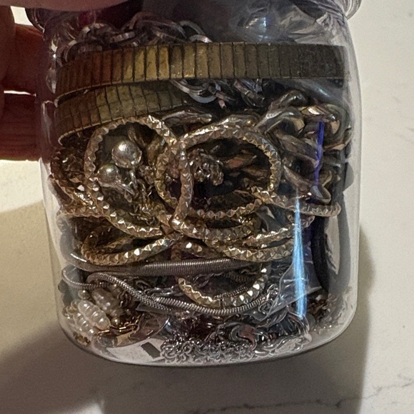Assorted Jewelry in plastic Jar with Gold Lid 1 - Picture 5 of 7